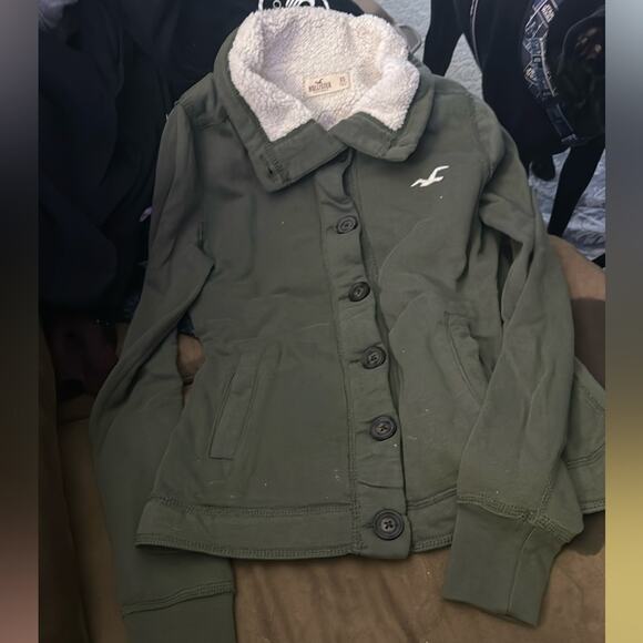 Hollister Women's Green Utility Jacket with Sherpa Lining - Picture 1 of 1